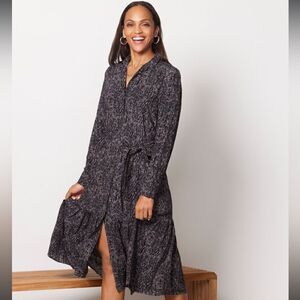 Rails Beatrice Midi Dress in Charcoal Abstract Animal L